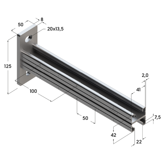 Консоль TCA 41х42D. Консоль сдвоенная TCA 41х42х2,0D