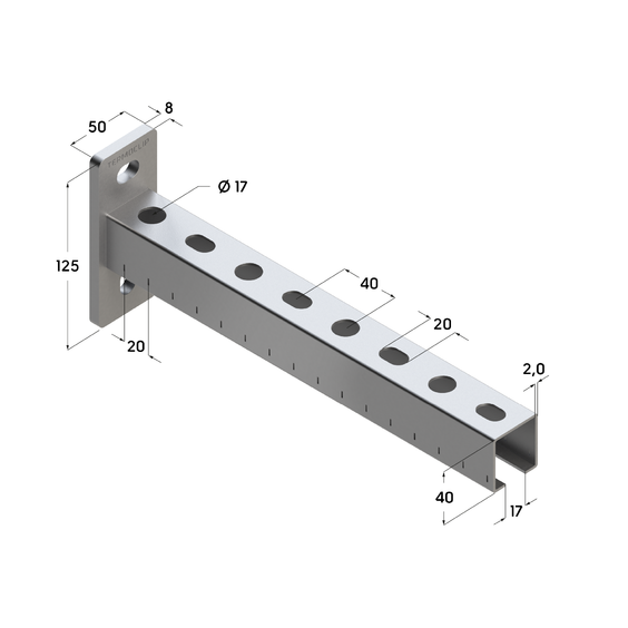 Консоль TCA 38x40. Монтажная консоль TCA 38x40x2,0