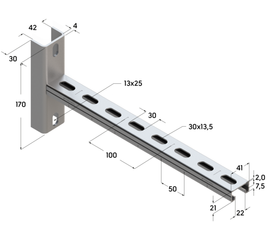 Консоль TCA U 41х21. Консоль седельная TCA U 41х21х2,0