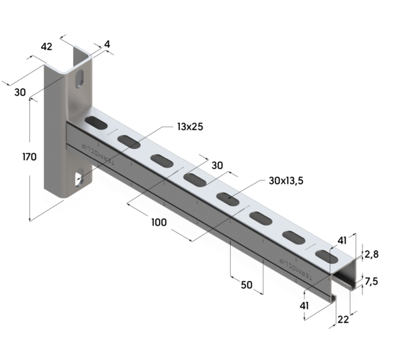 Консоль TCA U 41х41. Консоль седельная TCA U 41х41х2,0