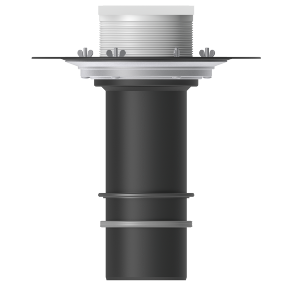 Надставной элемент НЭ-М-ТО. Надставной элемент с обжимным фланцем, запорным кольцом и трапом с опорным кольцом