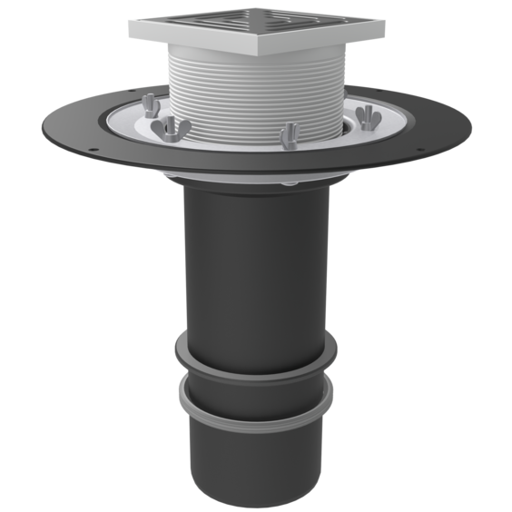 Надставной элемент НЭ-М-ТО. Надставной элемент с обжимным фланцем, запорным кольцом и трапом с опорным кольцом