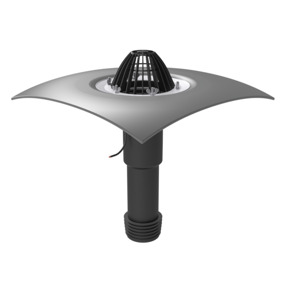 Maintenance funnel VFOR-F. Heated roof maintenance funnel, completed with leaf trap and PVC apron
