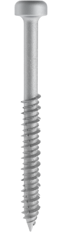Thread-cutting concrete screw (a part of polymeric disk-shaped element) for mechanical mounting into screed, ribbed floor slabs and concrete