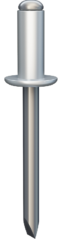 A breakstem rivet with an open end, a coming-off mandrel
