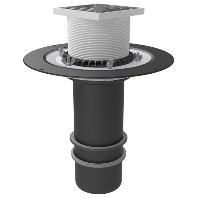 Put-on element with crimp flange, lockring and gulley with D2 drainage flange