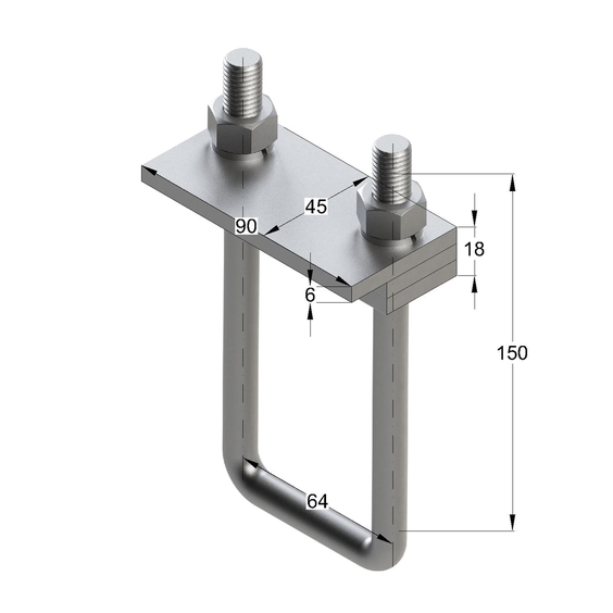Зажим направляющего трубной опоры TCG 50х100 6F М12. Зажим направляющего трубной опоры TCG 50х100 6F М12