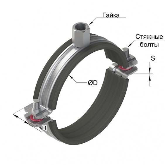 Хомут составной с виброгасителем для стандартных нагрузок PI-SD. Хомут составной с виброгасителем для стандартных нагрузок PI-SD