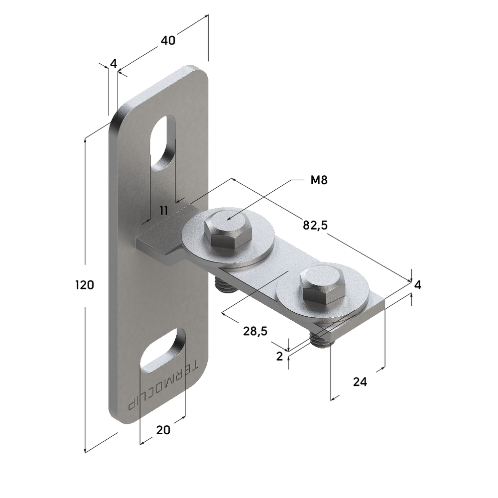 Чертеж Фланец торцевой поперечный TEF T 28 4F2 M8