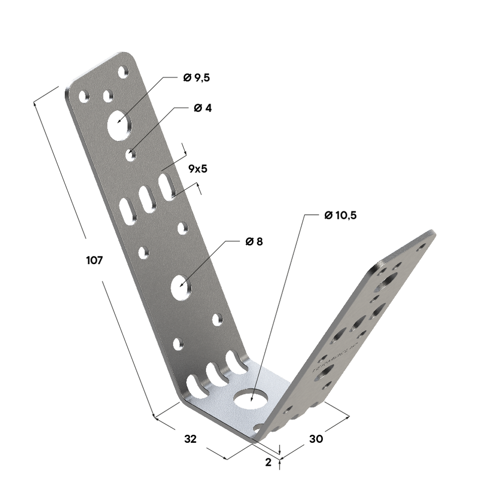 Чертеж Кронштейн V-образный TDV 2F D10,5