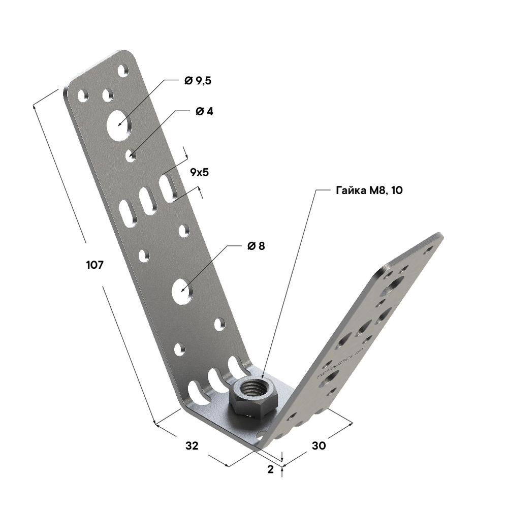 Чертеж Кронштейн V-образный TDV 2F
