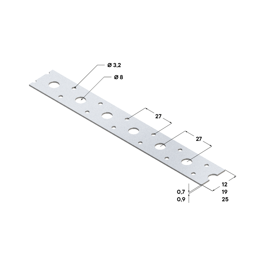 Чертеж Металлическая перфорированная лента ЛС 2