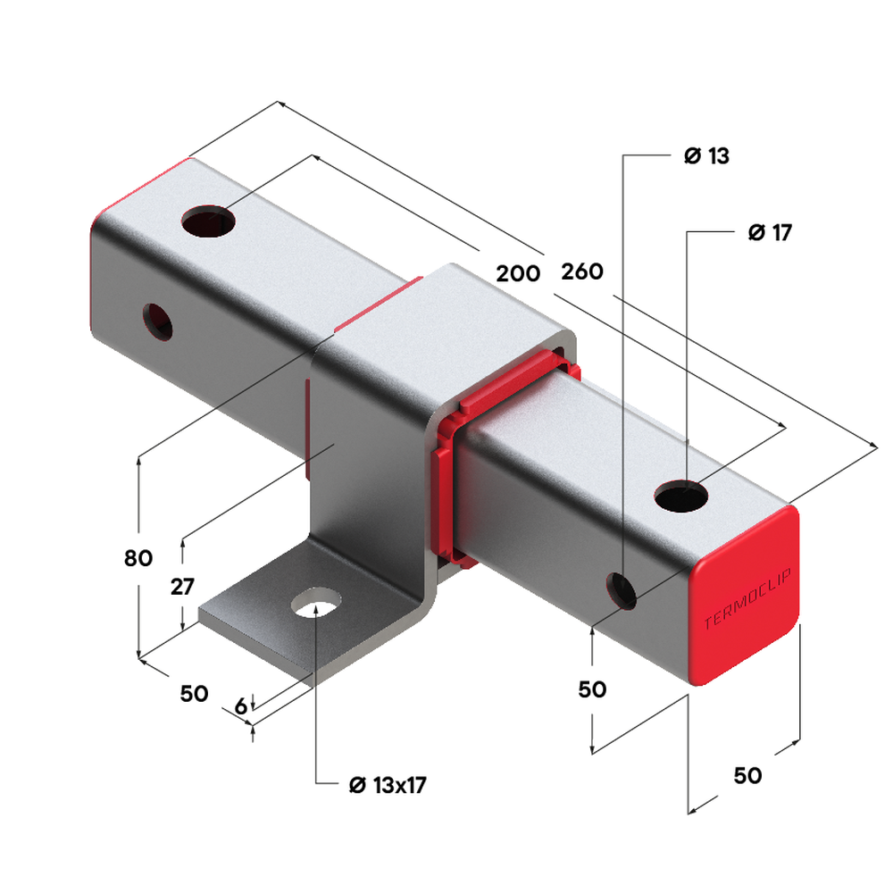 Чертеж Опора подвижная TSA B50x50 F2