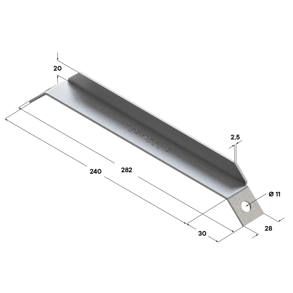 Чертеж Опора усиливающая TAB 45˚ 28 L240 2,5F2
