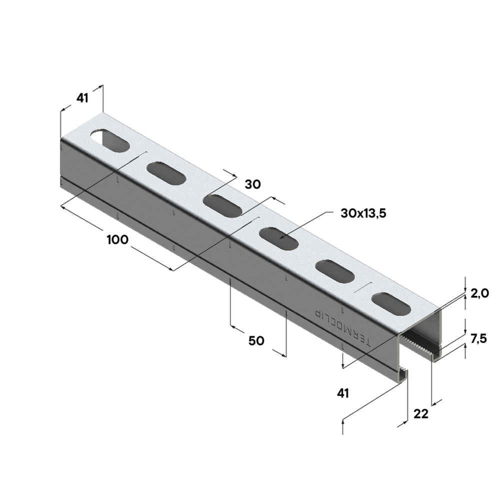 Чертеж Профиль монтажный TSC 41х41x2,0