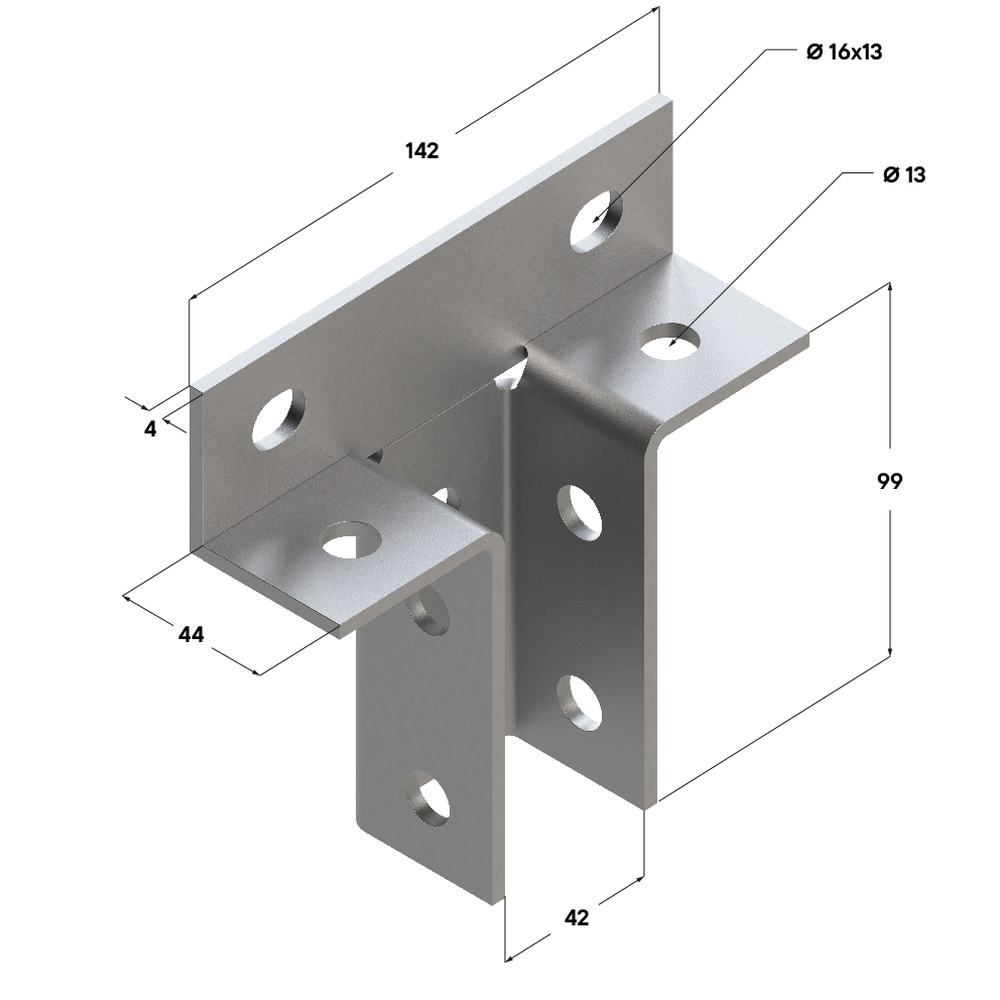 Чертеж Соединитель 3D Т-образный TCT 38-41 4F10