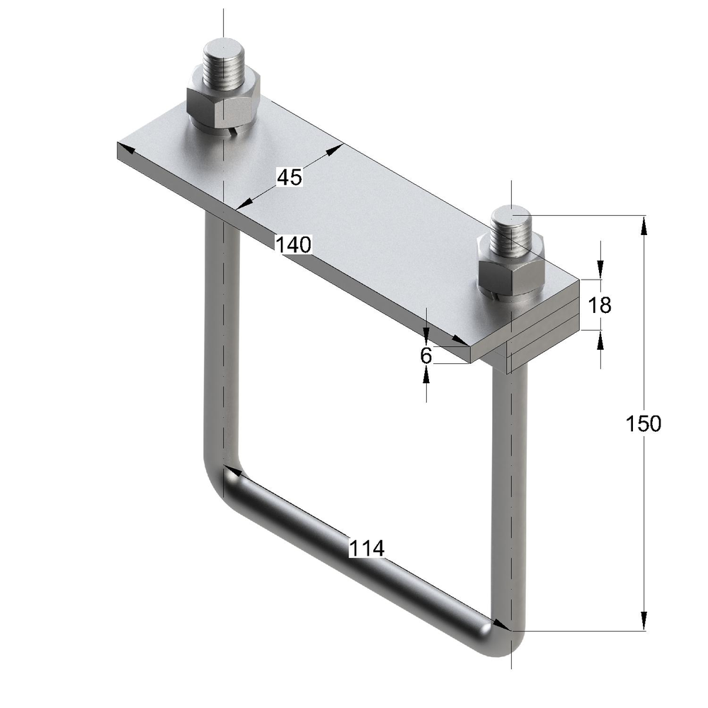 Чертеж Зажим направляющего трубной опоры TCG 100х150 6F М12