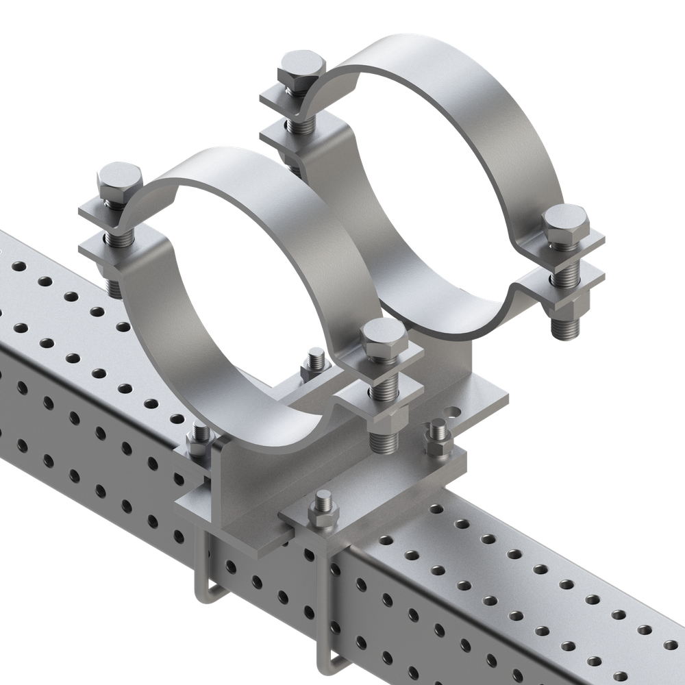 Применение Зажим направляющего трубной опоры TCG 100х150 6F М12